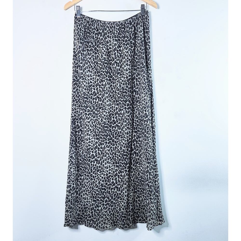 Vintage Jones New York Womens Dark Gray Cheetah Print Maxi Skirt Size 12 Y2K NEW